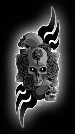 Skulls tattoo Fond d'écran pour Android et design de tatouage dans un style tribal.